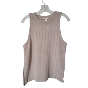 H&M Indie Granola Clean Rich Girl Classic Old Money Light Taupe Knit Tank Top